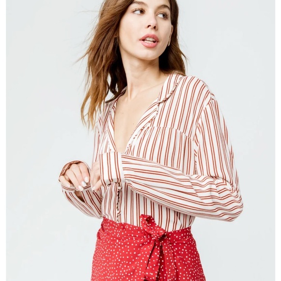 Red striped button up shirt - Picture 4 of 4